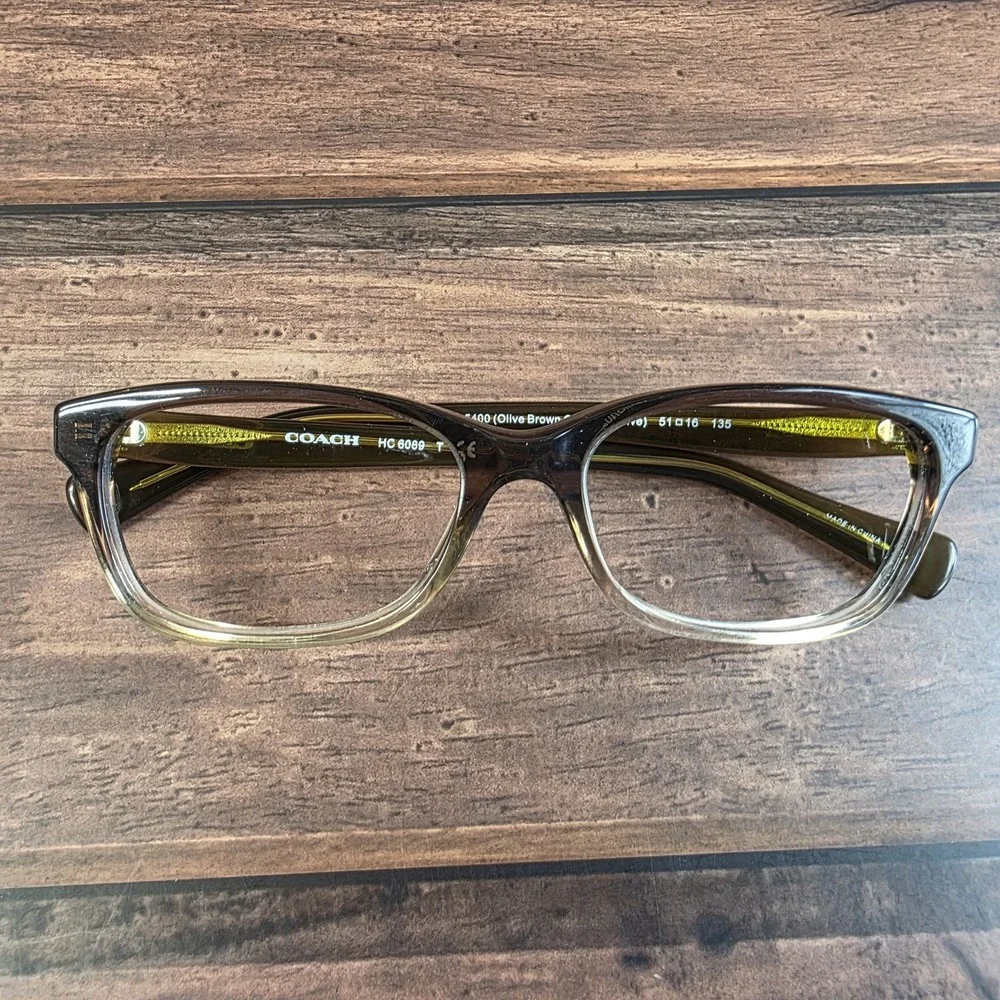 Coach Eyeglasses Womens Olive Brown Gradient Clear HC6089 5408 Rectangle Frames‎